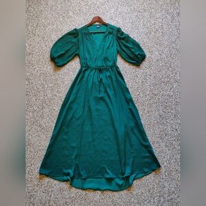 Like New! GAP Emerald Green Dress with Puff Sleeves L